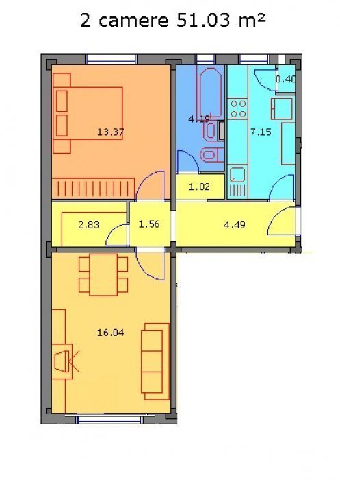 2 camere decomandat Oancea - bloc 86