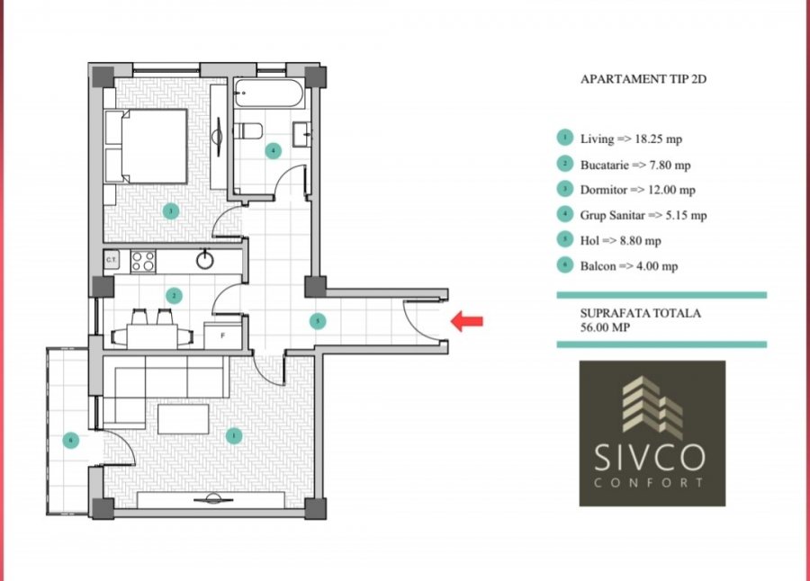 2 camere Sivco- Prima închiriere 