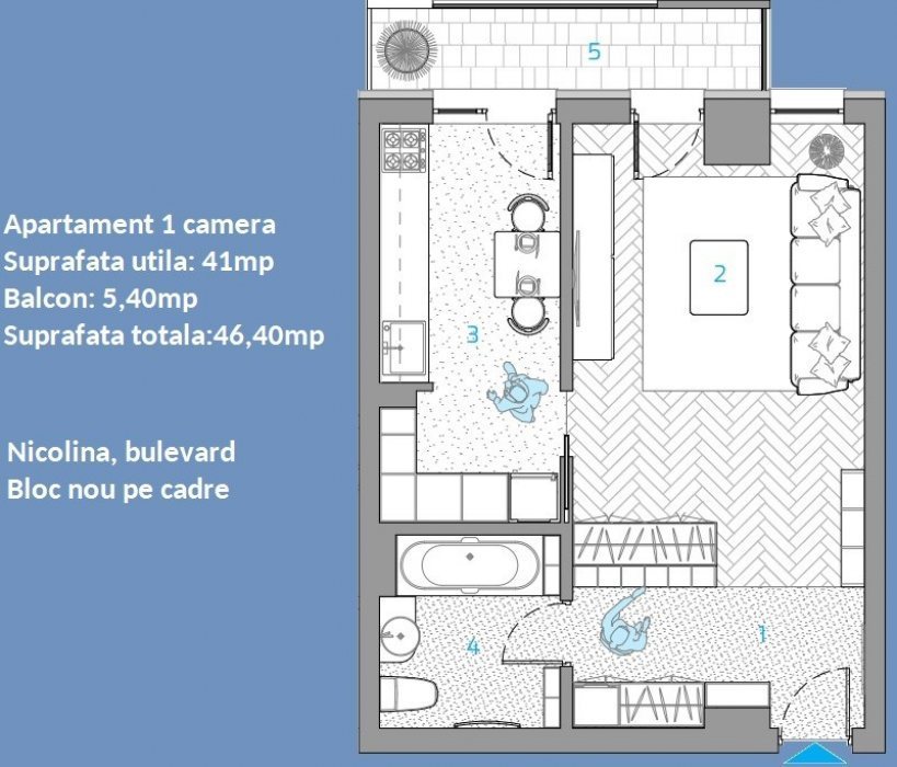 Apartament 1 camera, Rondul Vechi, bloc nou finalizat, la bulevard