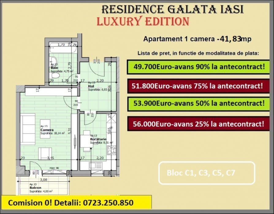 In Iasi, apartamente noi, 1,2,3 camere, complex rezidential